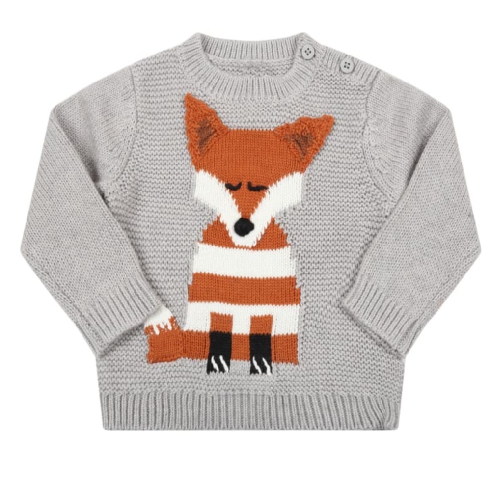 Stella McCartney Kids Gray Sweater with Fox Design, new with tags